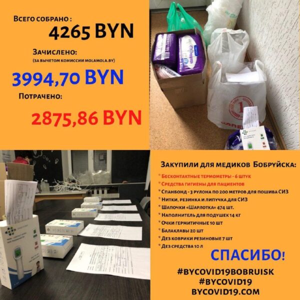 Бобруйские волонтёры с команды @bycovid19bobruisk подготовили финансовый отчёт о своей деятельности….