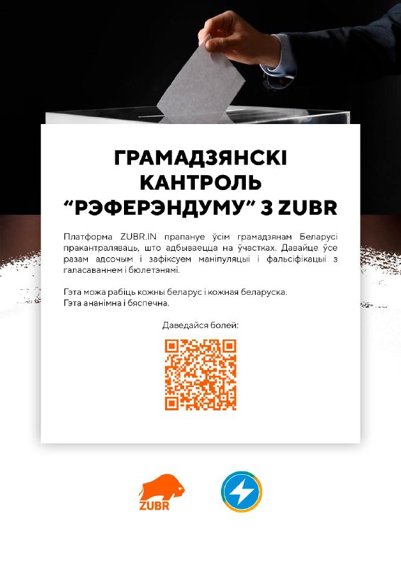 Платформа ZUBR разам з усімі выбаршчыкамі  ладзіць грамадзянскі кантроль “референдума”Назіраць за ты…